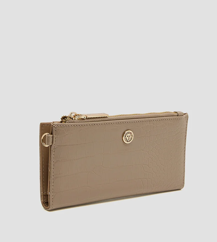 آن كلاين Anne Klein Croc Textured Zippered Bi-fold Wallet
